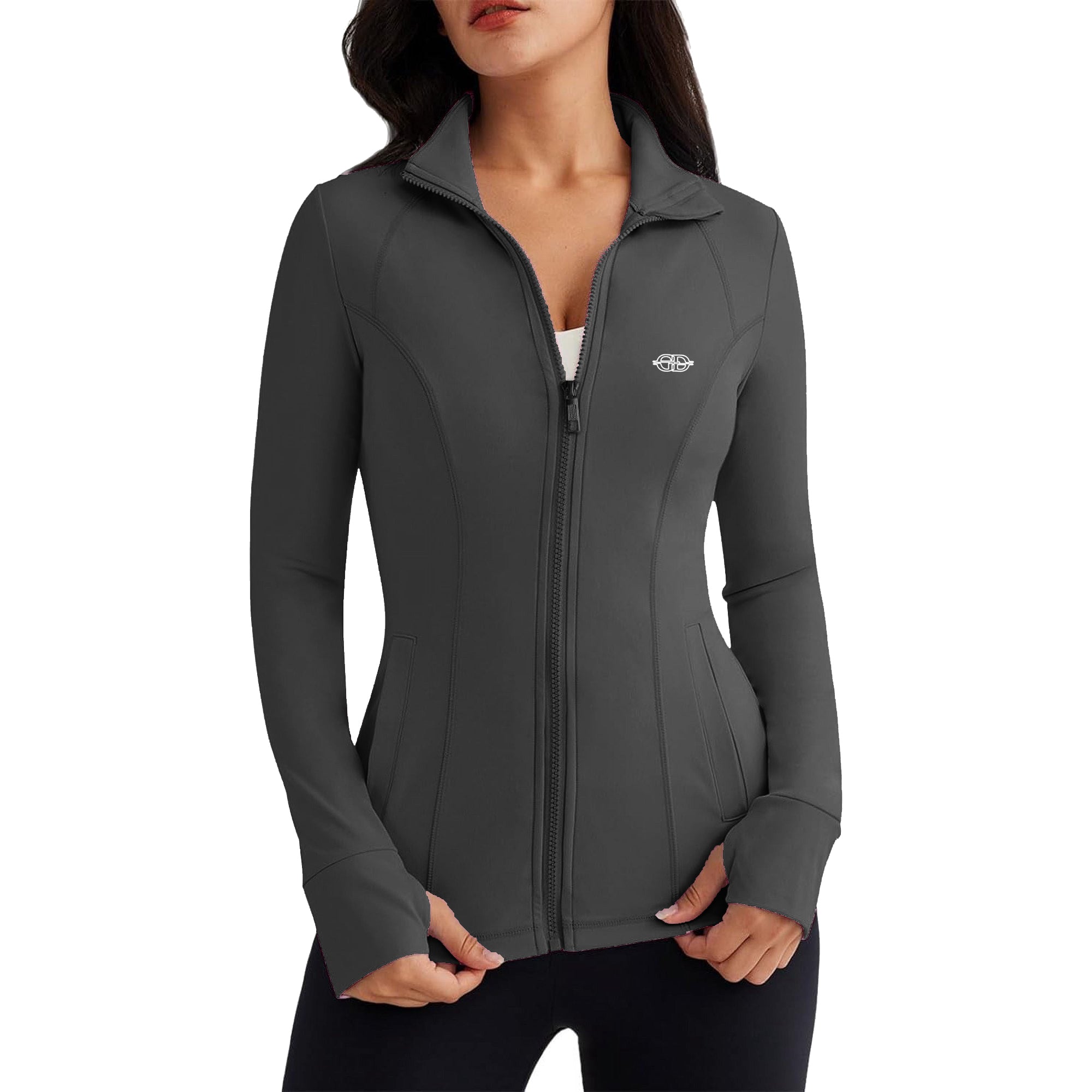 Women's Athletic Gym Jacket – Moisture-Wicking, Stretch Fabric & Thumb Holes