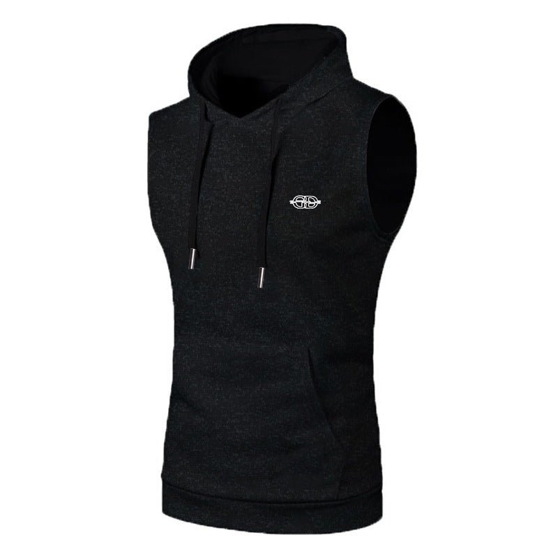 Mens Muscle Fit Sleeveless Hoodie Tank Top Gym Training Hooded Sports Vest
