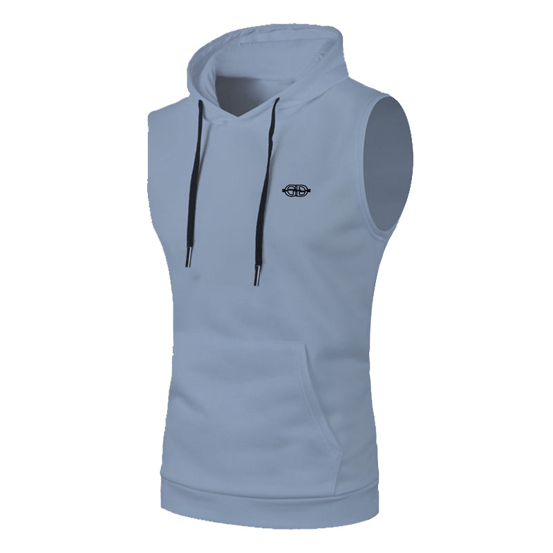 Mens Muscle Fit Sleeveless Hoodie Tank Top Gym Training Hooded Sports Vest