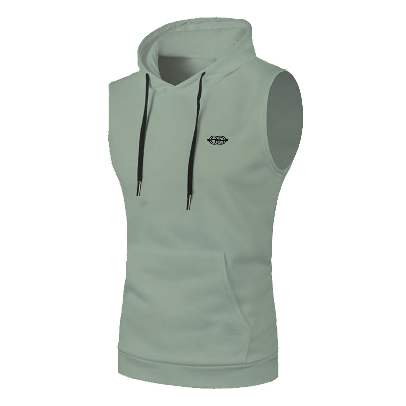 Mens Muscle Fit Sleeveless Hoodie Tank Top Gym Training Hooded Sports Vest
