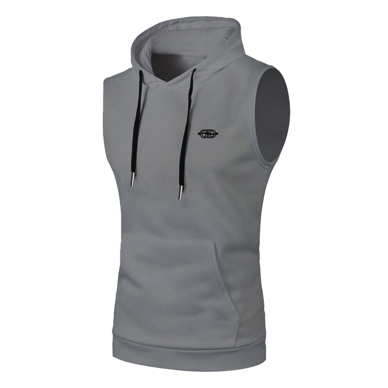 Mens Muscle Fit Sleeveless Hoodie Tank Top Gym Training Hooded Sports Vest