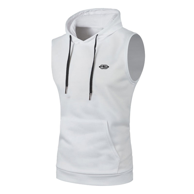 Mens Muscle Fit Sleeveless Hoodie Tank Top Gym Training Hooded Sports Vest